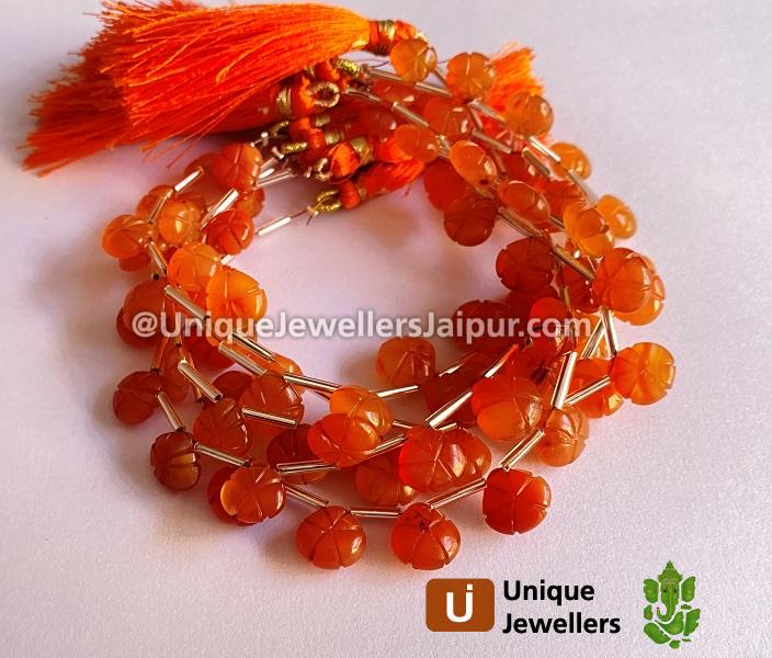 Carnelian Carved Heart Beads